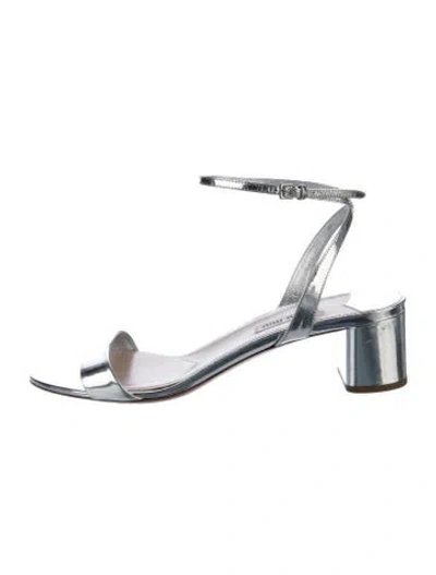 Pre-owned Miu Miu Patent Leather Sandals In Silver