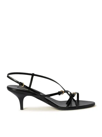 MIU MIU PATENT LEATHER SANDALS WITH BUCKLES