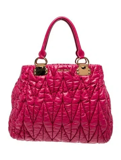 Pre-owned Miu Miu Patent Leather Shoulder Bag In Pink