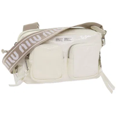 Pre-owned Miu Miu Patent Leather Shoulder Bag () In White
