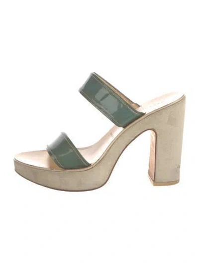 Pre-owned Miu Miu Patent Leather Slides In Blue