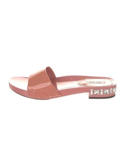 Pre-owned Miu Miu Patent Leather Slides In Pink