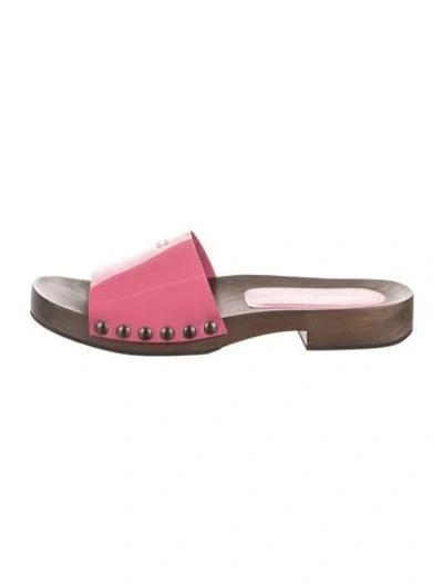 Pre-owned Miu Miu Patent Leather Slides In Pink