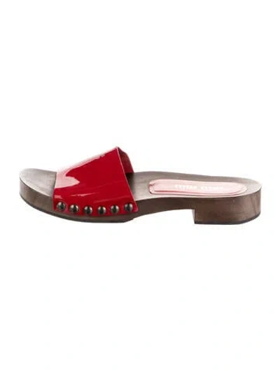 Pre-owned Miu Miu Patent Leather Slides In Red