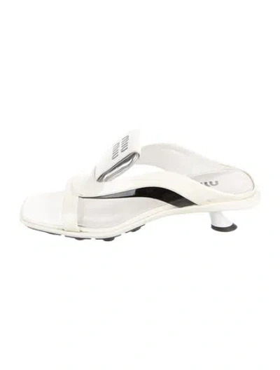 Pre-owned Miu Miu Patent Leather Slides In White