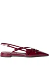 Miu Miu Patent Leather Slingback Ballerinas With Buckles
