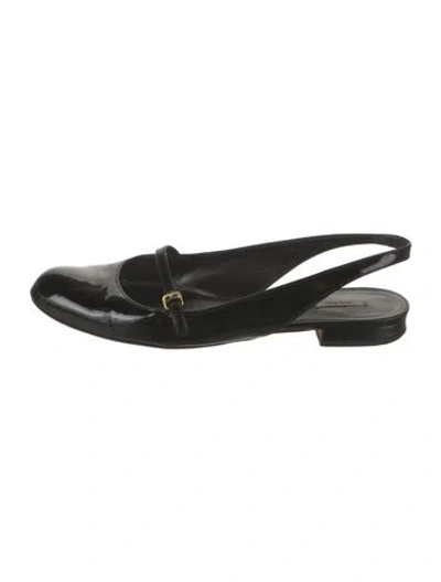 Pre-owned Miu Miu Patent Leather Slingback Flats In Black