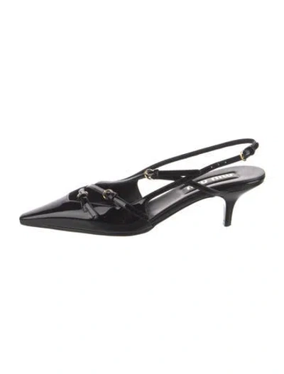 Pre-owned Miu Miu Patent Leather Slingback Pumps In Black