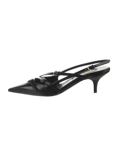 Pre-owned Miu Miu Patent Leather Slingback Pumps In Black