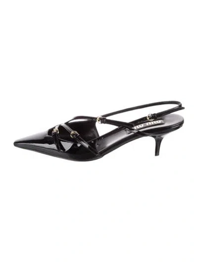 Pre-owned Miu Miu Patent Leather Slingback Pumps In Black