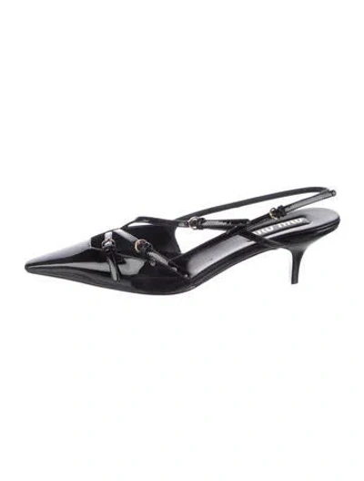 Pre-owned Miu Miu Patent Leather Slingback Pumps In Black