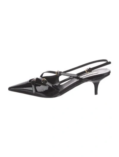 Pre-owned Miu Miu Patent Leather Slingback Pumps In Black