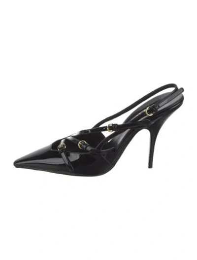 Pre-owned Miu Miu Patent Leather Slingback Pumps In Black