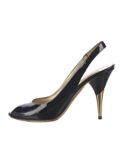 Pre-owned Miu Miu Patent Leather Slingback Pumps In Blue