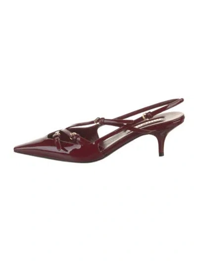 Pre-owned Miu Miu Patent Leather Slingback Pumps In Burgundy