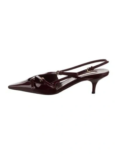 Pre-owned Miu Miu Patent Leather Slingback Pumps In Burgundy