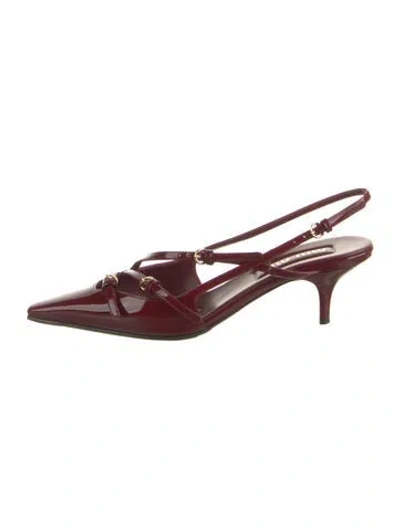 Pre-owned Miu Miu Patent Leather Slingback Pumps In Burgundy
