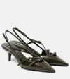 Miu Miu Patent Leather Slingback Pumps In Green