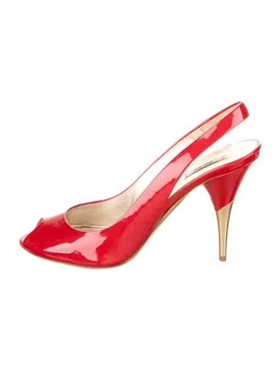 Pre-owned Miu Miu Patent Leather Slingback Pumps In Multi