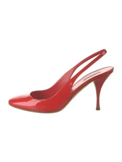 Pre-owned Miu Miu Patent Leather Slingback Pumps In Red