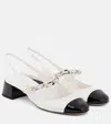 Miu Miu Bicolor Leather Mary Jane Slingback Pumps In White