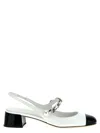 Miu Miu Almond Toe Slingback Pumps With Chain Detail