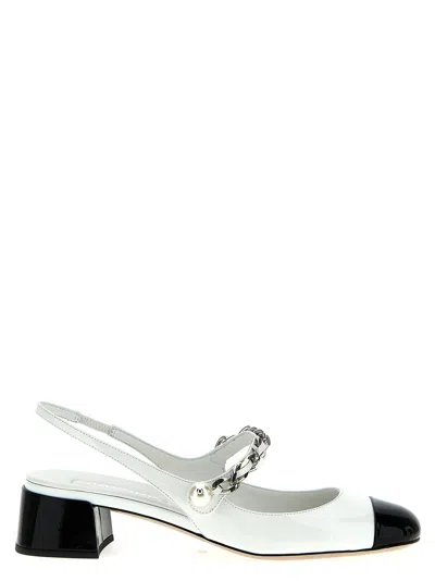 Miu Miu Patent Leather Slingback Pumps White/black