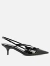 Miu Miu Patent Leather Slingback Pumps With Buckles In Black