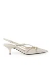 Miu Miu Patent Leather Slingback Pumps With Buckles In White