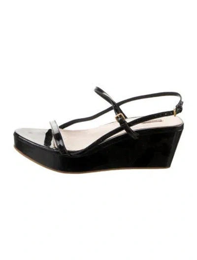 Pre-owned Miu Miu Patent Leather Slingback Sandals In Black