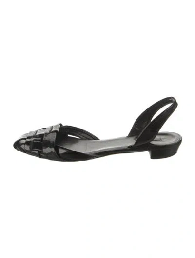 Pre-owned Miu Miu Patent Leather Slingback Sandals In Black