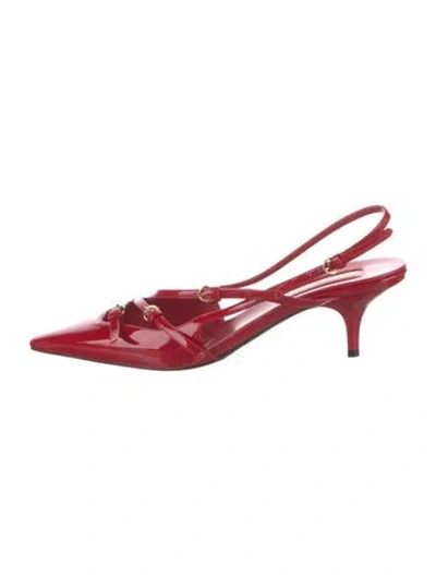 Pre-owned Miu Miu Patent Leather Slingback Sandals In Burgundy