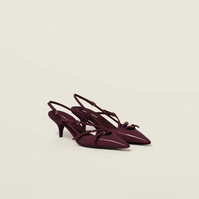 Miu Miu Patent Leather Slingbacks With Buckles In Burgundy