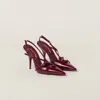 Miu Miu Slingback Deep Purple In Patent Leather With Buckles In Crimson