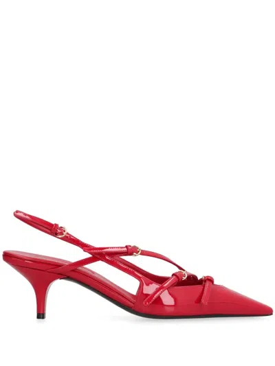 Miu Miu Patent Leather Slingbacks With Buckles In Red