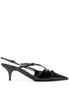 Miu Miu Patent Leather Slingbacks With Buckles Shoes In Black