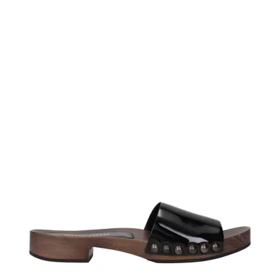 Miu Miu Patent Leather Slipper In Black