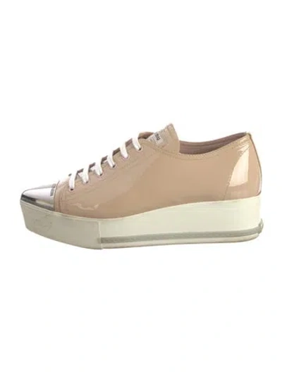 Pre-owned Miu Miu Patent Leather Sneakers In Neutral