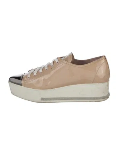 Pre-owned Miu Miu Patent Leather Sneakers In Neutrals