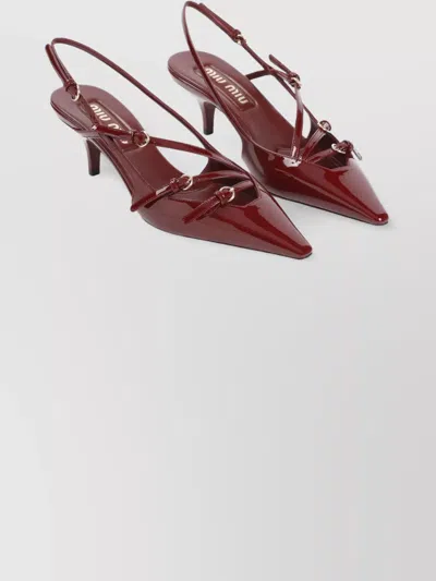 MIU MIU PATENT LEATHER STRAPPY STILETTO PUMPS