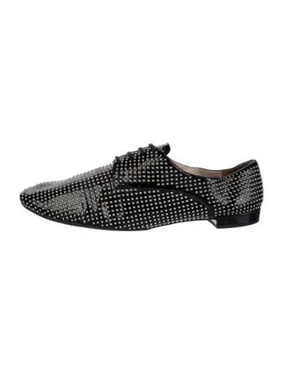 Pre-owned Miu Miu Patent Leather Studded Accents Oxfords In Black