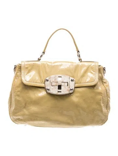 Pre-owned Miu Miu Patent Leather Top Handle Bag In Yellow