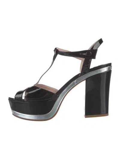 Pre-owned Miu Miu Patent Leather T-strap Pumps In Black