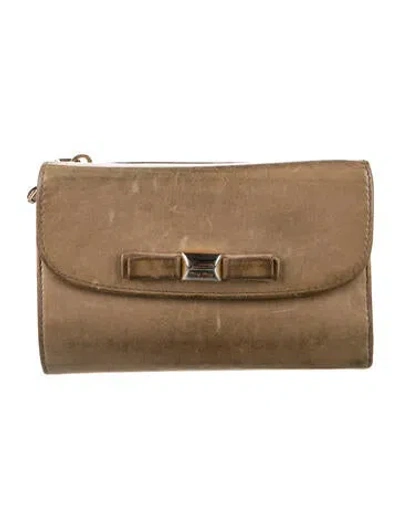 Pre-owned Miu Miu Patent Leather Wallet In Neutral