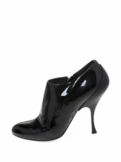 Pre-owned Miu Miu Patent-leather Ankle Boots In Black