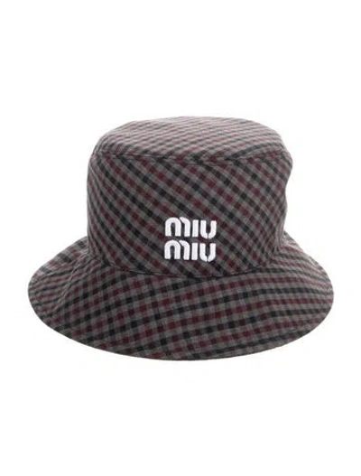 Pre-owned Miu Miu Pattern Bucket Hat In Gray