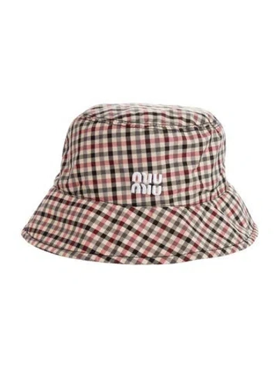 Pre-owned Miu Miu Patterned Bucket Hat In Neutrals/red