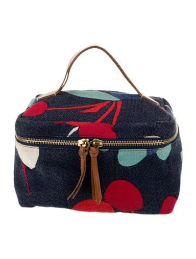 Pre-owned Miu Miu Patterned Cosmetic Bag In Blue