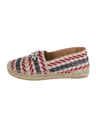 Pre-owned Miu Miu Patterned Crystal Embellishments Espadrilles In Neutral