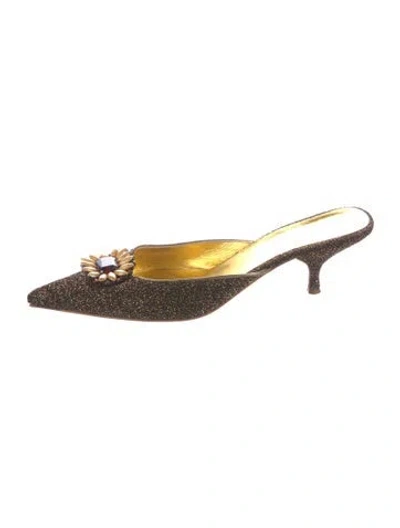 Pre-owned Miu Miu Patterned Crystal Embellishments Mules In Multi